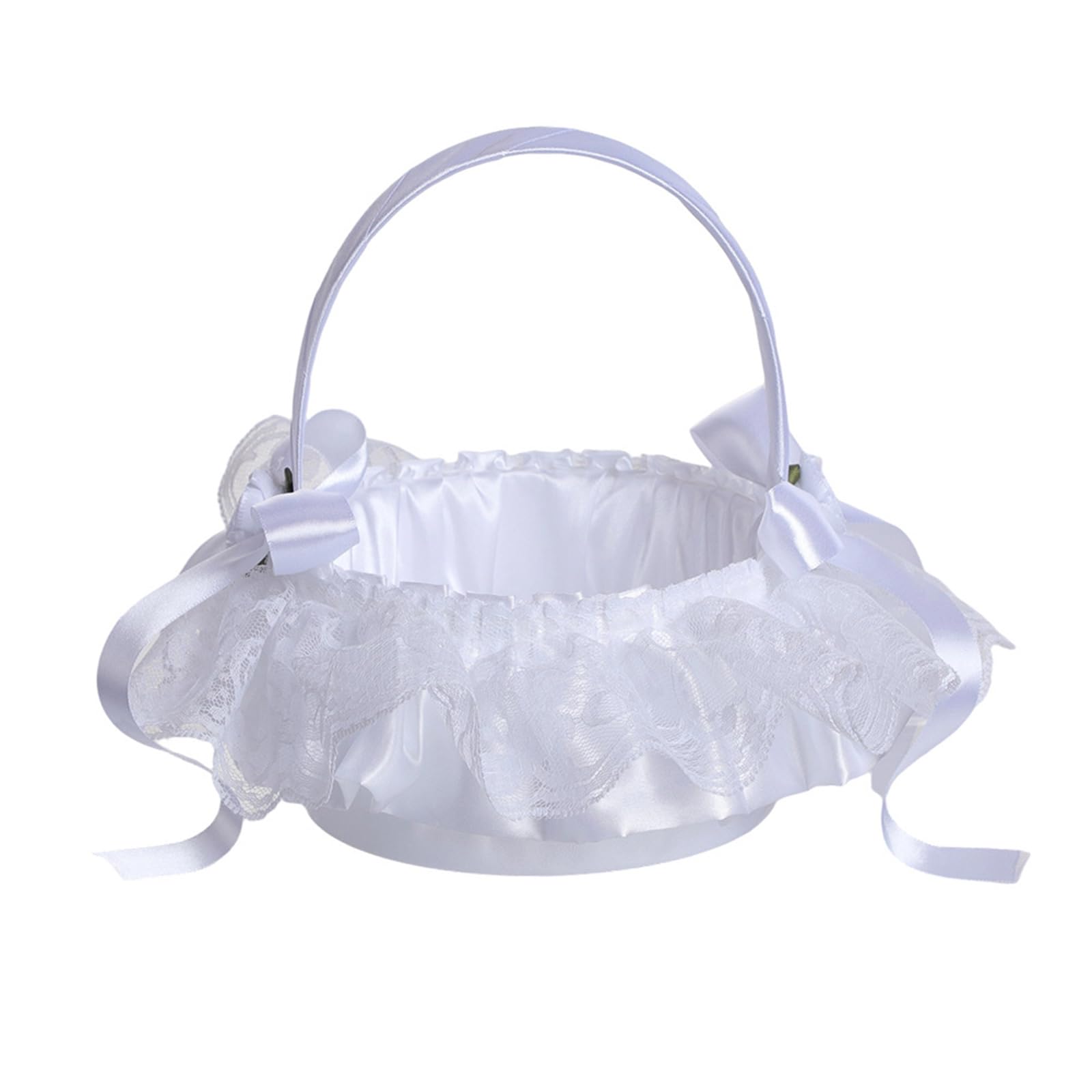 Xjdzineq Efficient User Friendly Wedding Rose Basket Bridal Bouquets Holders for Bridal Showers Birthday Party Decoration Lace Wedding Hand Basket Roses