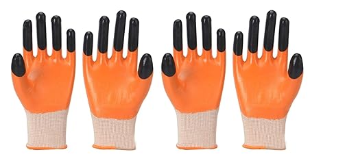 RBGIIT Multipurpose Heavy-Duty Reusable Washable Nitrile Coated Work Safety Hand Gloves for Gardening Industrial Agricultural Cleaning for Men & Women Free Size (Pack Of 2 Pair)