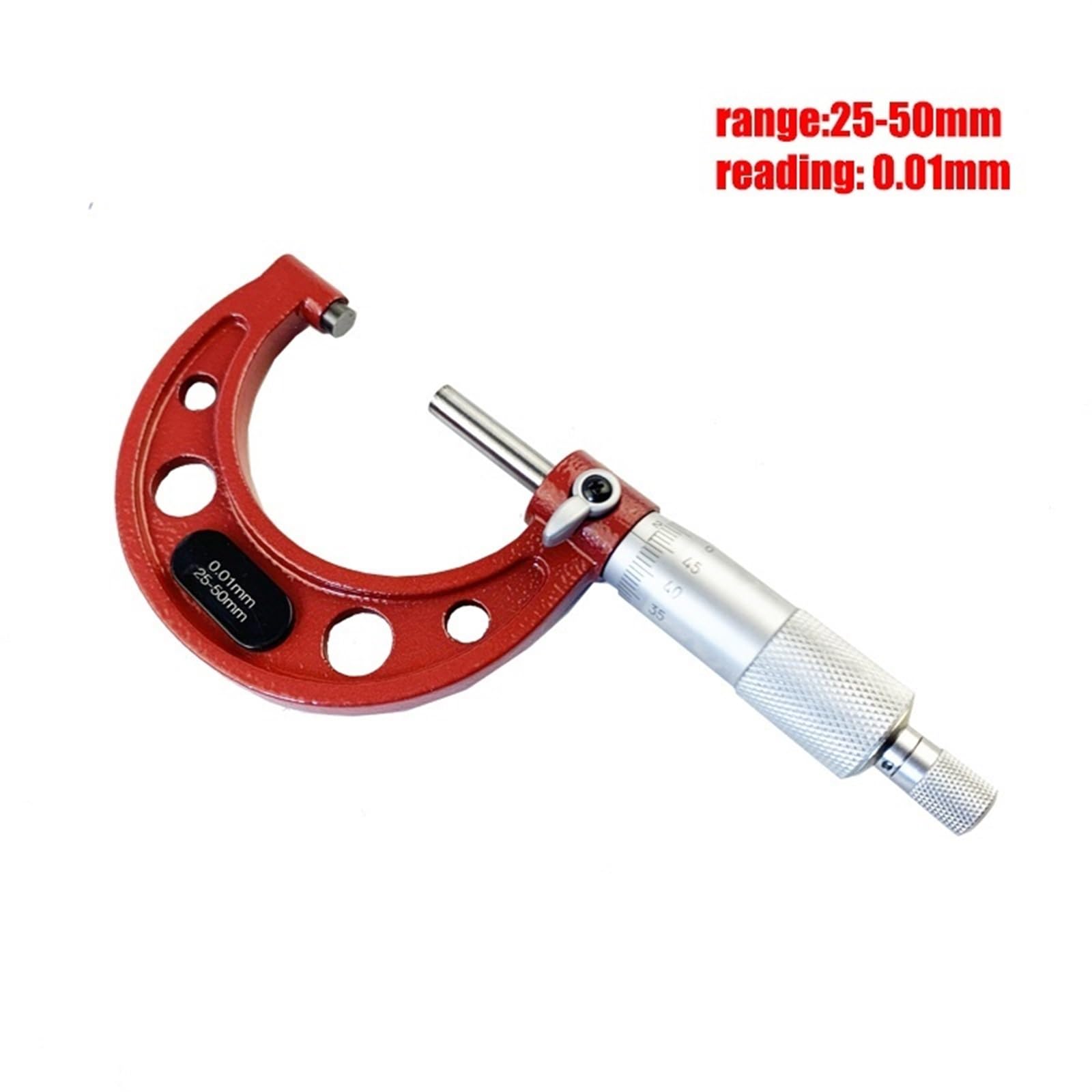 Bügelmessschrauben 0-25 mm-50 mm-75 mm-100 mm Außenmikrometer-Set mit Standards, Ratschenanschlag, 0-100 mm Bereich, 0,01 mm Teilung (4-teiliges Set)