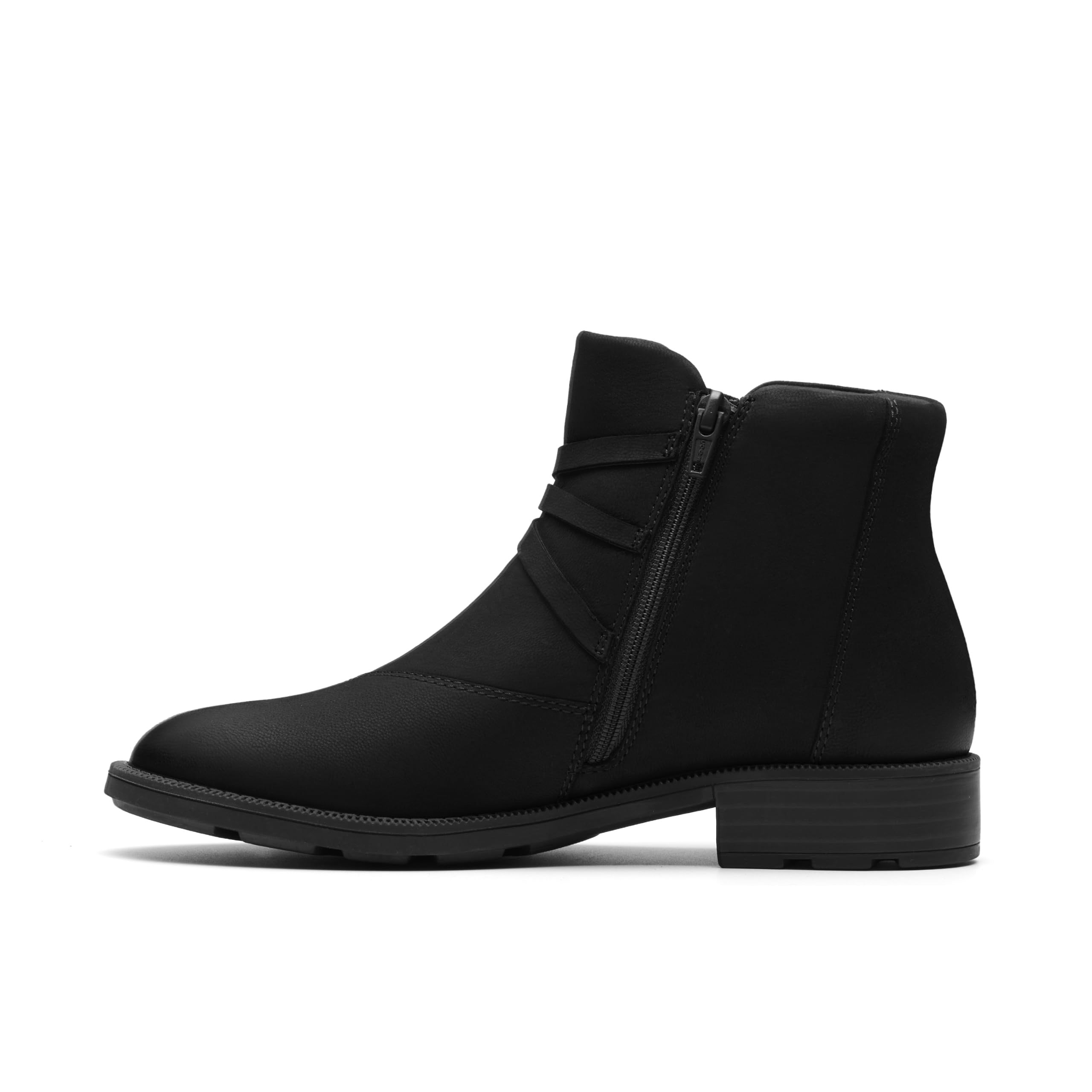 Clarks Women's Adalynn Faye Black Nubuck Ankle Boots | Size: 4-Standard Fit