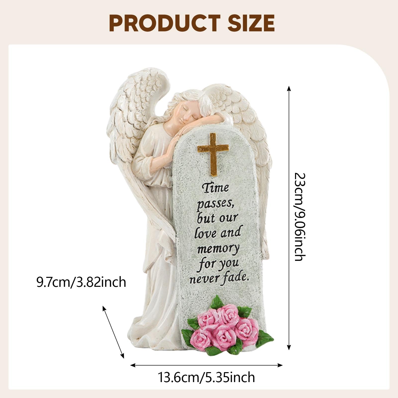 Sharplace Engel Figurine Grabstatue Skulptur Gartenfigur Resin Material für Geschenk Gedenkstätte Zuhause Balkon 13.6cmx9.7cmx23cm