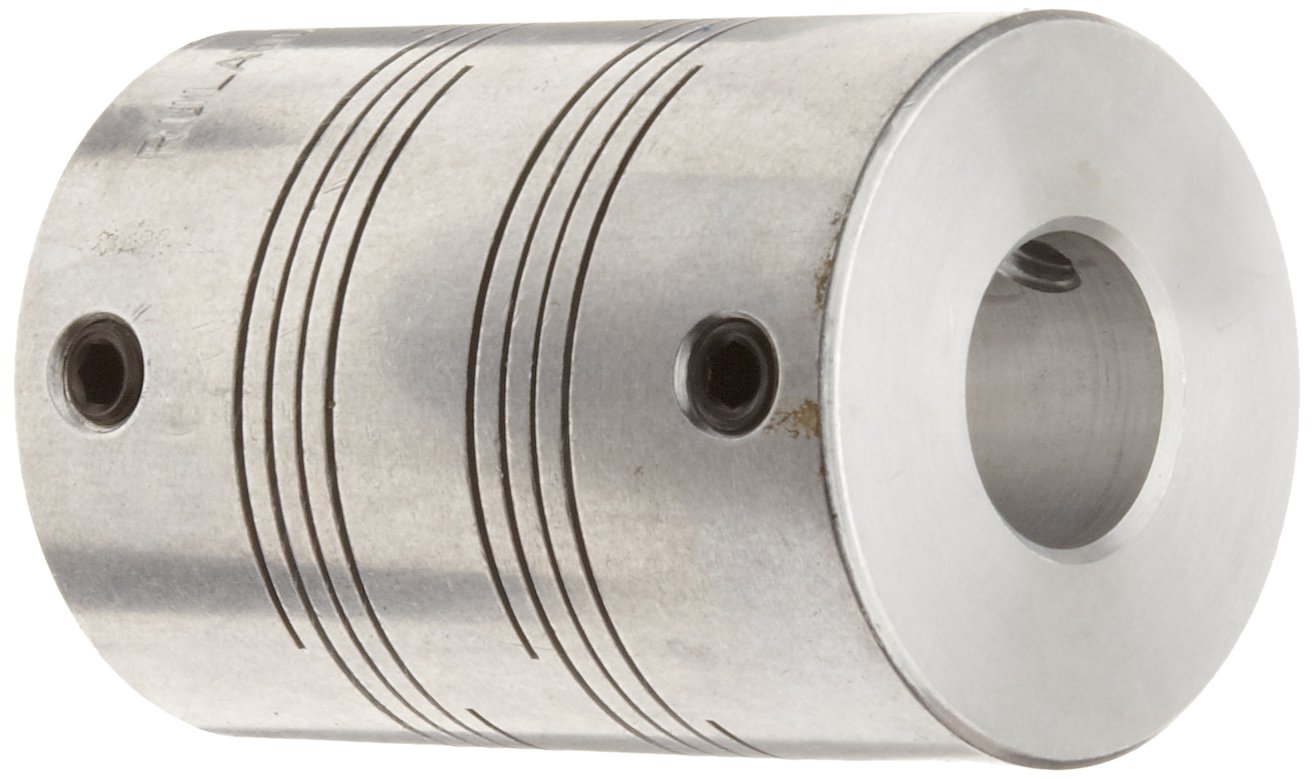 Ruland PSMR29-6-6-A Set Screw Beam Coupling, Polished Aluminum, Metric, 6mm Bore A Diameter, 6mm Bore B Diameter, 28.6mm OD, 38.1mm Length, 5.31 Nm Nominal Torque