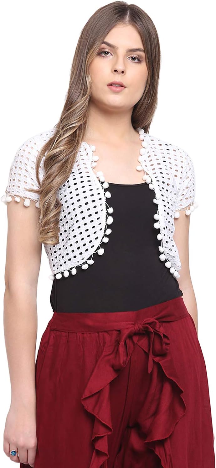 RIVIWomen's Cotton Half-Sleeves Shrug Top