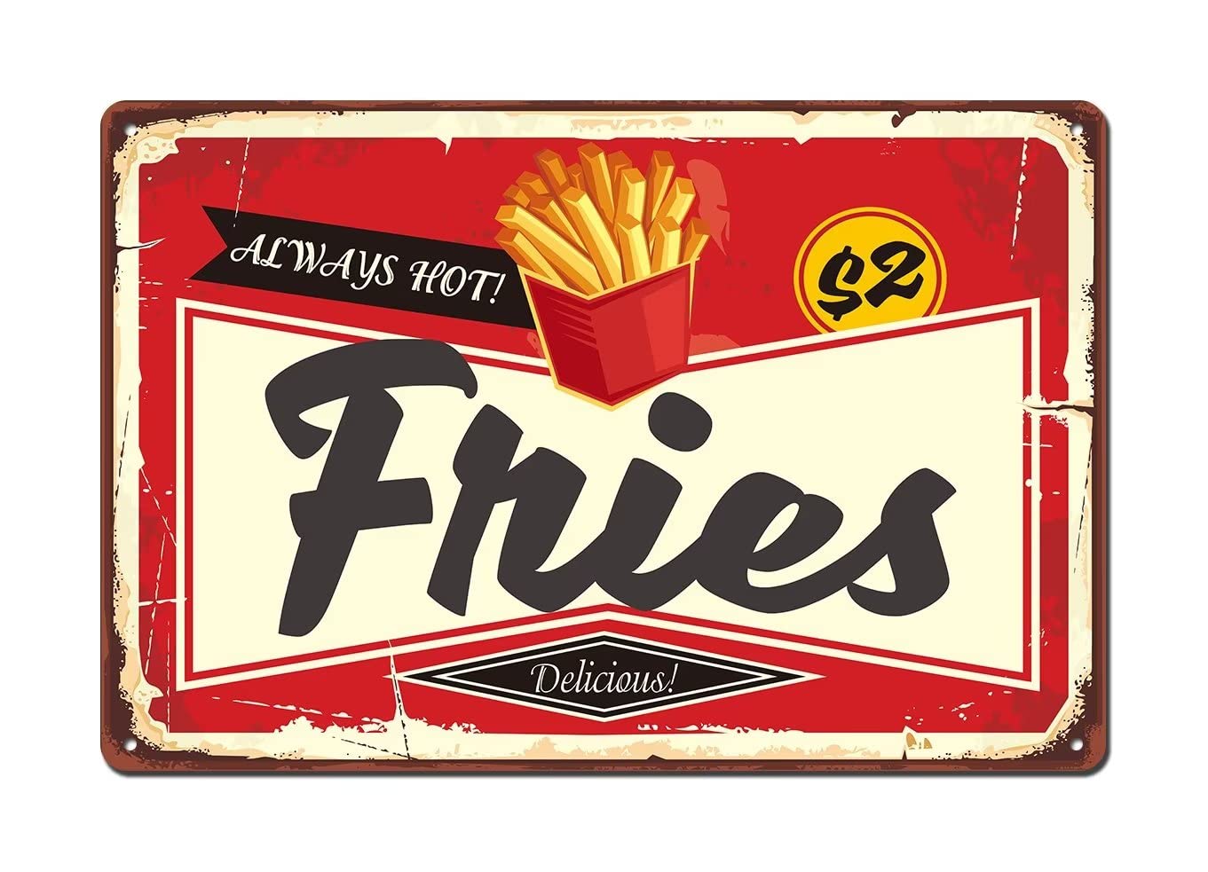 SMAZDFXX French Fries Tin Signs,Retro Vintage Tin Metal Sign for Men and Women,Wall Decor for Bars Home Restaurants Apartment Cafes Pubs 8"x12"