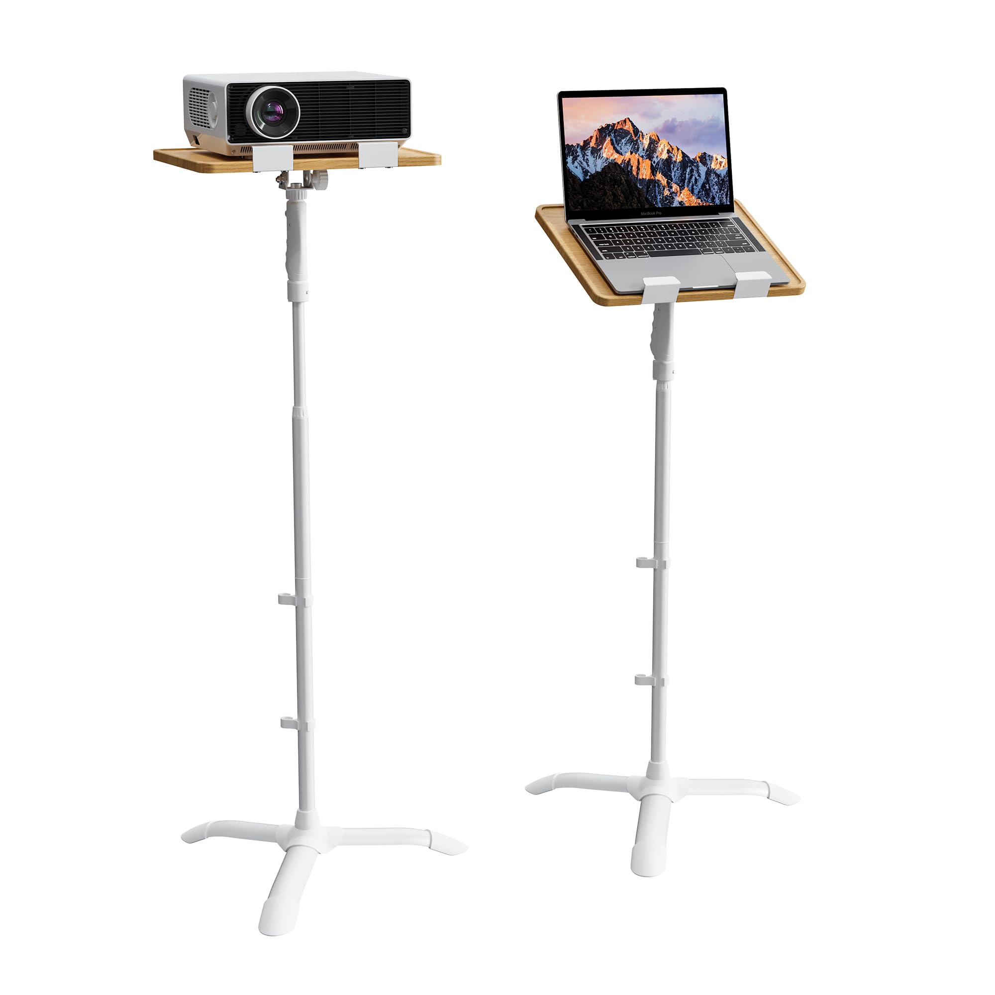 ETHU Laptop Floor Stand with One-Hand Height Adjustment and Safety Lock, Heavy-Duty Adjustable Desk for Home Office and Studio Use, 15kg Capacity, Oak