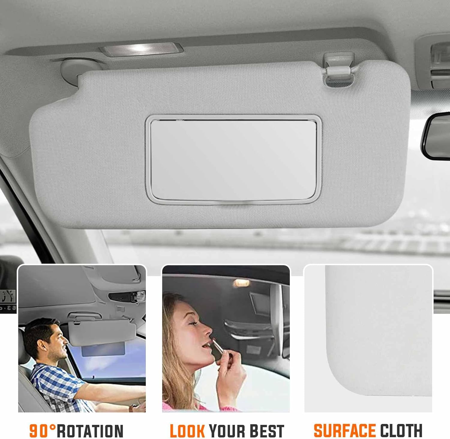 YOUXMOTO Grey Sun Visor for Nissan Murano 2009 2010 2011 2012 2013 2014, Left Driver and Right Passenger Side, Replaces# 96401-1AA1B 96400-1AA1B, with Vanity Mirror & Light 1 Pair