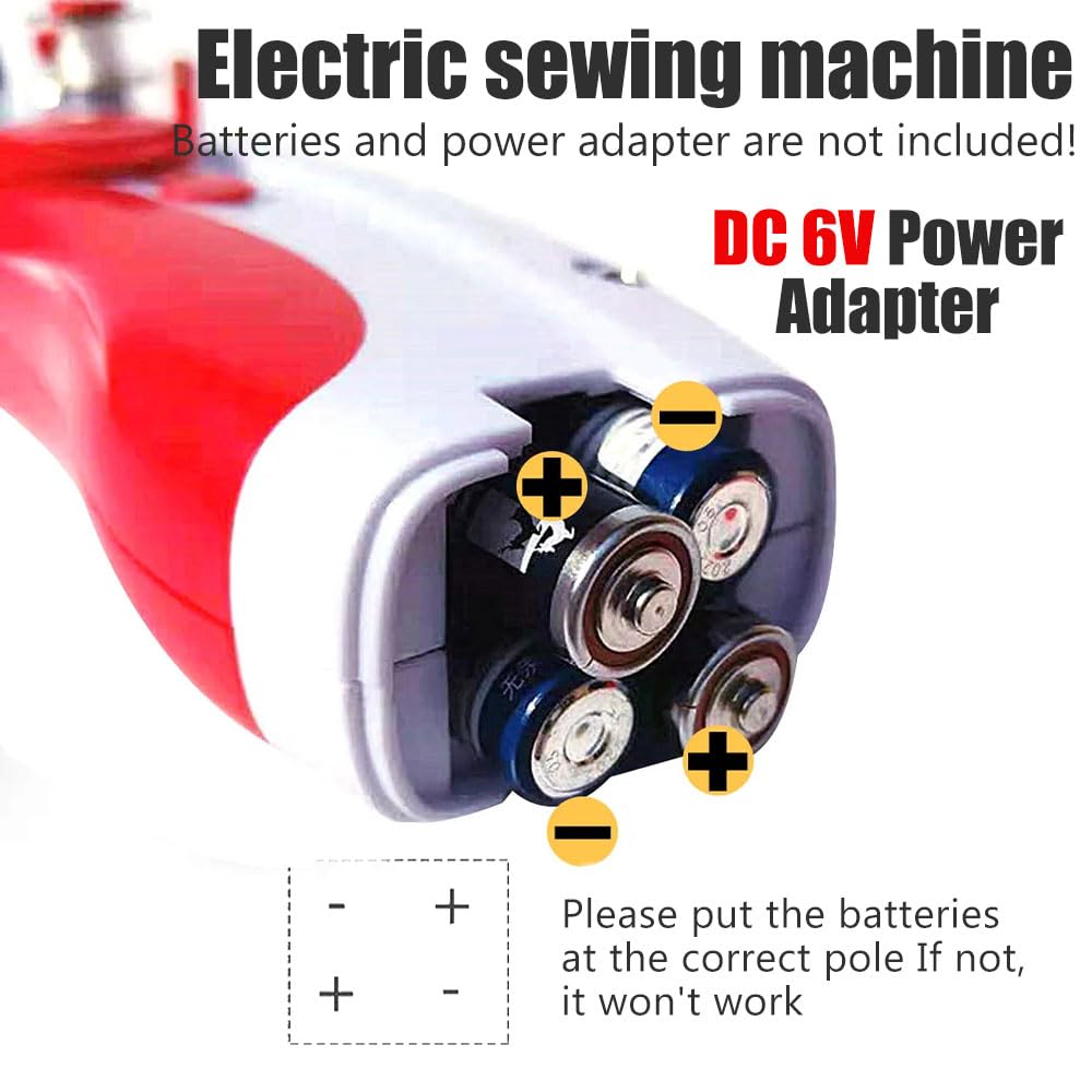 Máquina de Coser Portátil, Mini máquina de coser manual Con accesorios de costura, Mini Máquina de Coser Electrica para Principiantes y Adultos, para Ropa, Telas, Cortinas, Bricolaje.（Roji）
