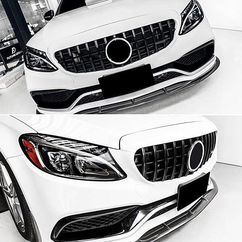 Miniatura 2 de MUCCGQ GT R AMG Style parrilla Parachoques delantero para Mercedes Benz W205 C250 C300 C400 (negro)
