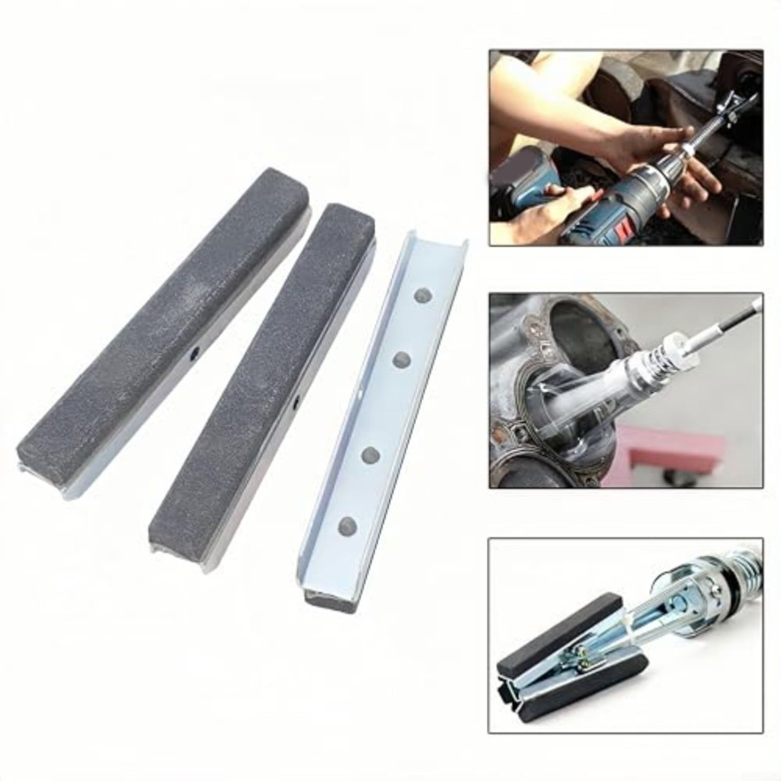 Set di 3 pietre per levigatura del cilindro del motore e rimozione di sbavature in metallo, per la riparazione del motore (7,6 cm)