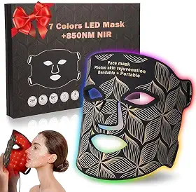 Terapia De Luz Vermelha Para O Rosto, Máscara Facial Led 7 Cores Com Infravermelho Próximo 850 Nm, Dispositivo Portátil Recarregável Cuidados A Pele Em Casa E Viagens, Antienvelhecimento