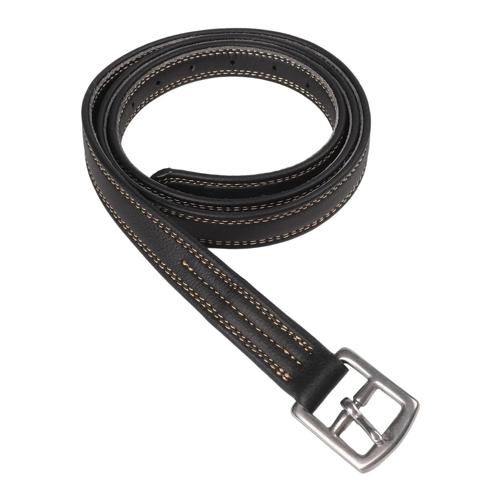 2pcs Leather Stirrup 125/135cm Microfiber Soft Strap Metal Buckle with Adjustment Holes, Equestrian Supplies Accessories Für Dressur(Black 135cm)