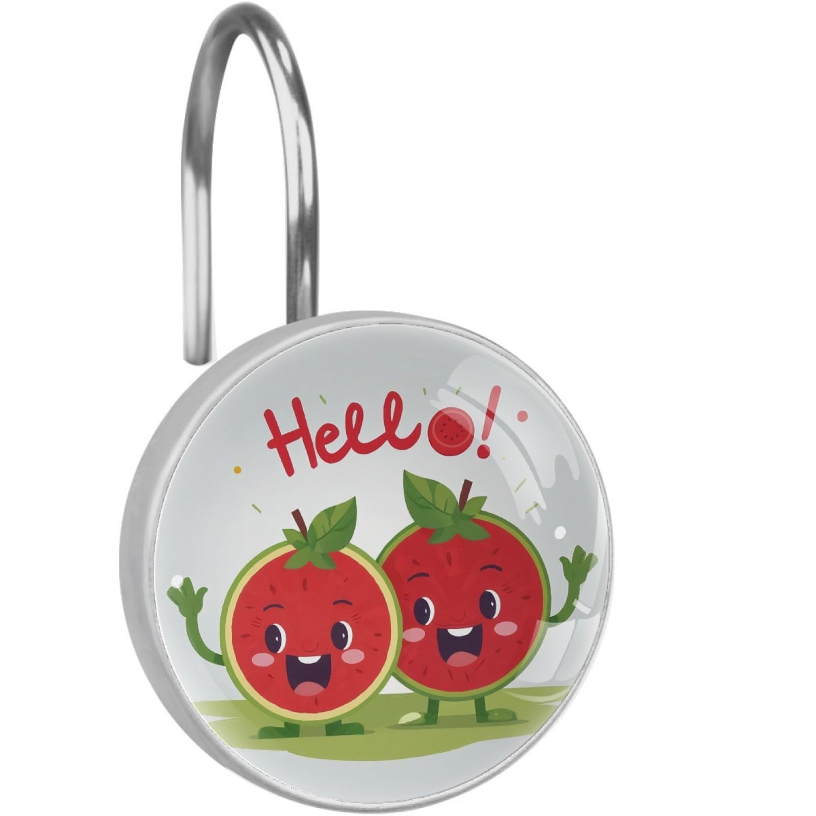 VAPOKF Decorative Shower Curtain Hooks, Watermelon Rustproof Stainless Steel Shower Curtain Rings for Bathroom, Shower Curtain Hangers for Shower Rod, 12 Pack