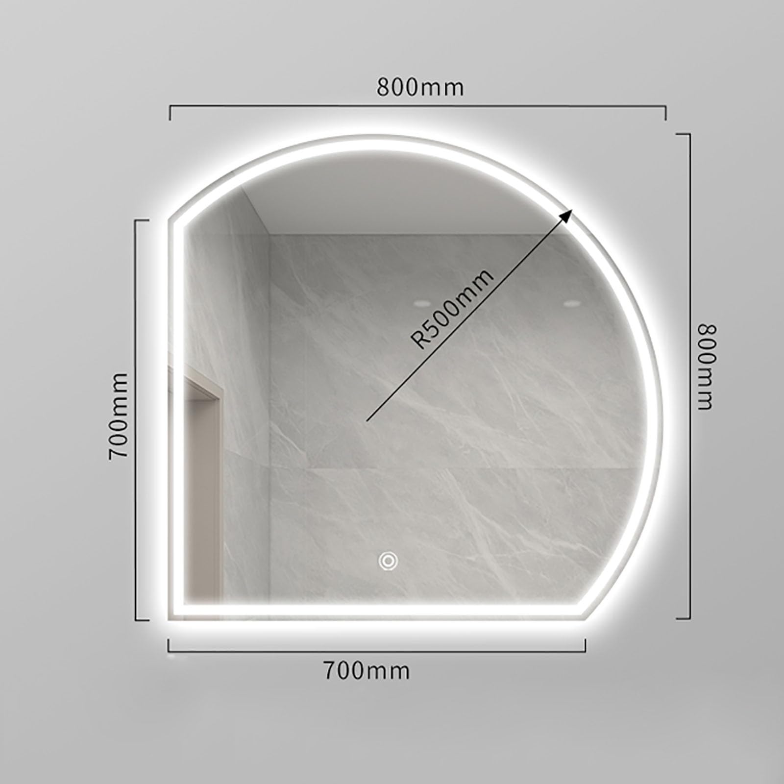 JSLJDM Specchio Bagno Retroilluminato,Specchio da Bagno,Specchio da Bagno Moderno Specchio da Bagno A Semicerchio con Taglio Sinistro/Destro,con Luci Specchio per Il Trucco Retroilluminato A LED