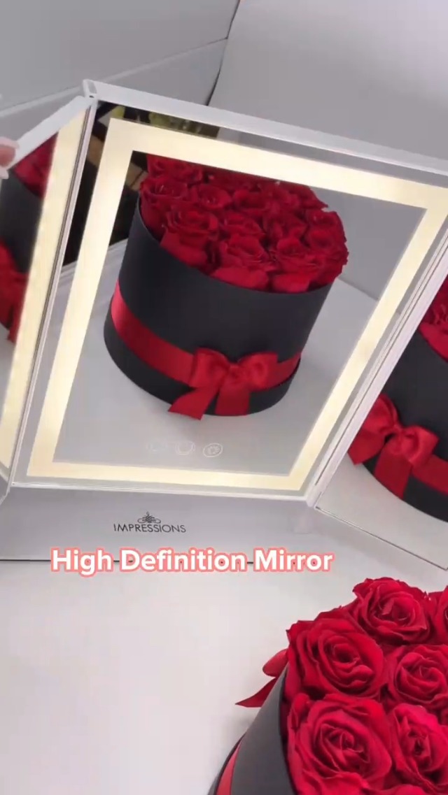 Espejo para maquillaje trifold LED con luz y base miniatura 7