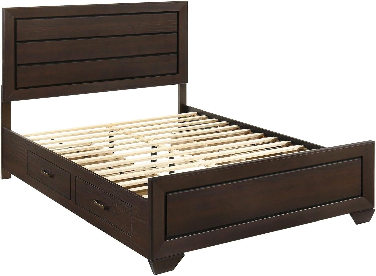 HomeStock City Sleek 4-Piece Storage Bedroom Set Dark Cocoa
