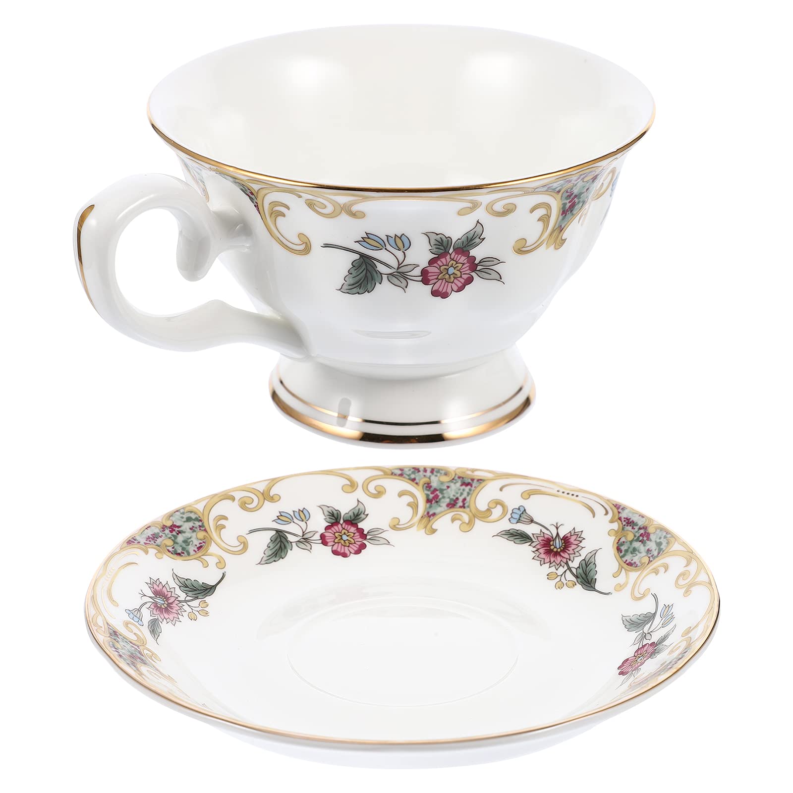 HOMSFOU Set Tazza e Piattino da Caffè in Bone China Stile Europeo | Bordo Liscio e Lavorazione Fine, Facile da Pulire, Uso Versatile per Tè e Caffè Colore Casuale