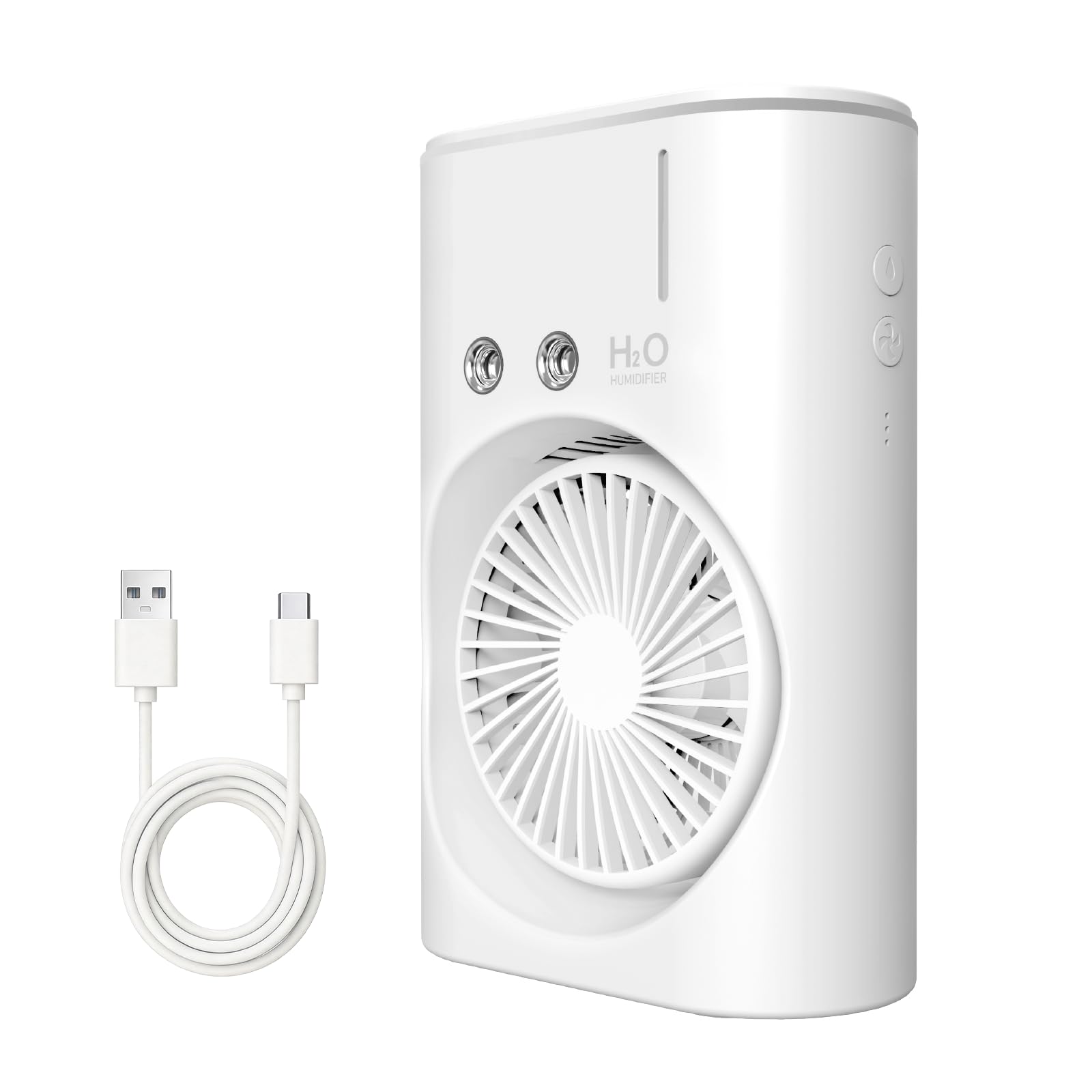 EXTRASTAR Ventilador de niebla portátil, ventilador de carga USB con tanque de agua, iluminación RGB, tanque de 280 ml, ideal para oficina, viajes y actividades de plei