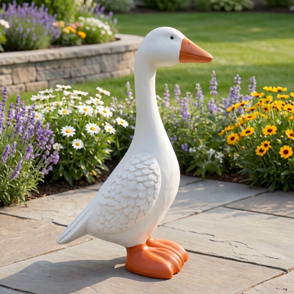 vrfvsdasAAS Statue of a Goose, Premium Large Porch Goose Statue, Dressable Seasonal Garden Decor(C)