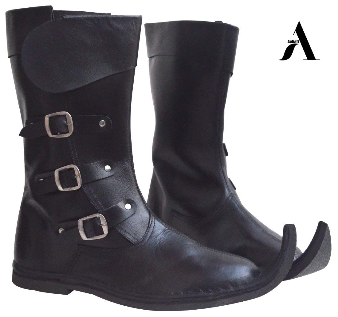 Buy AnNafi Medieval Leather Boots 3 Buckle Renaissance Inspired