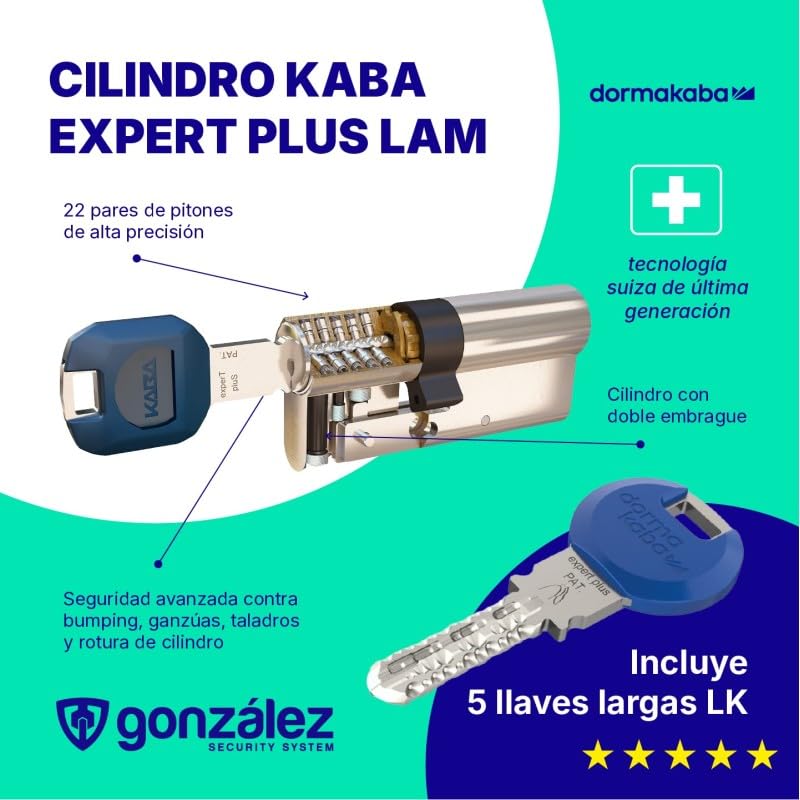 Cilindro Dormakaba Expert Plus LAM Doble embrague (Latón, 30x30)