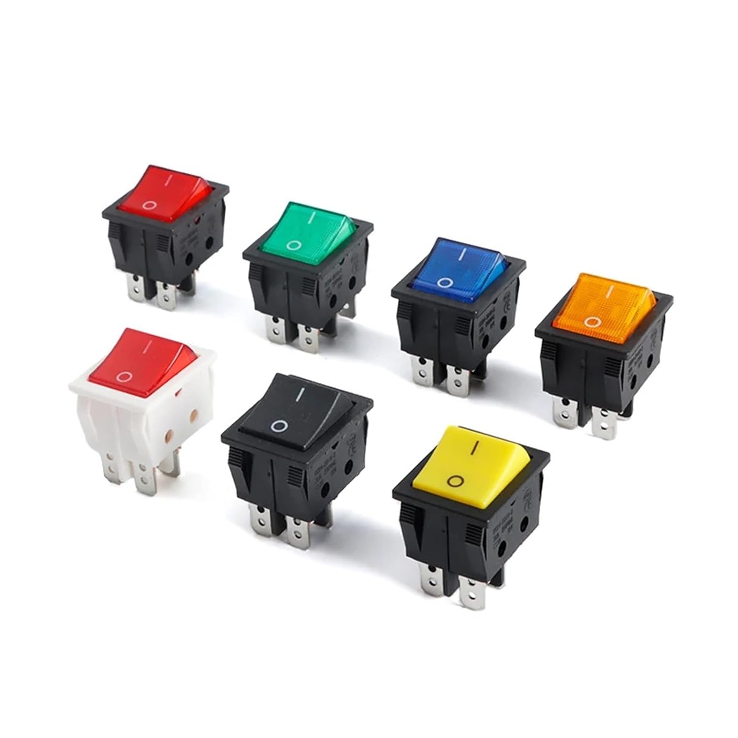 1 Piece 16A 20A 30A Rocker Switch 220V 120V KCD7 KCD4 4 6 Pin Rocker Toggle Switch SPDT On/Off Red Glow Heavy Duty T125 T85(16A Red Light)