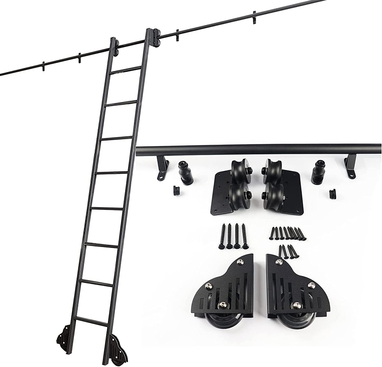 Kit quincaillerie pour échelle coulissante et rail de porte de grange suspendue sans échelle