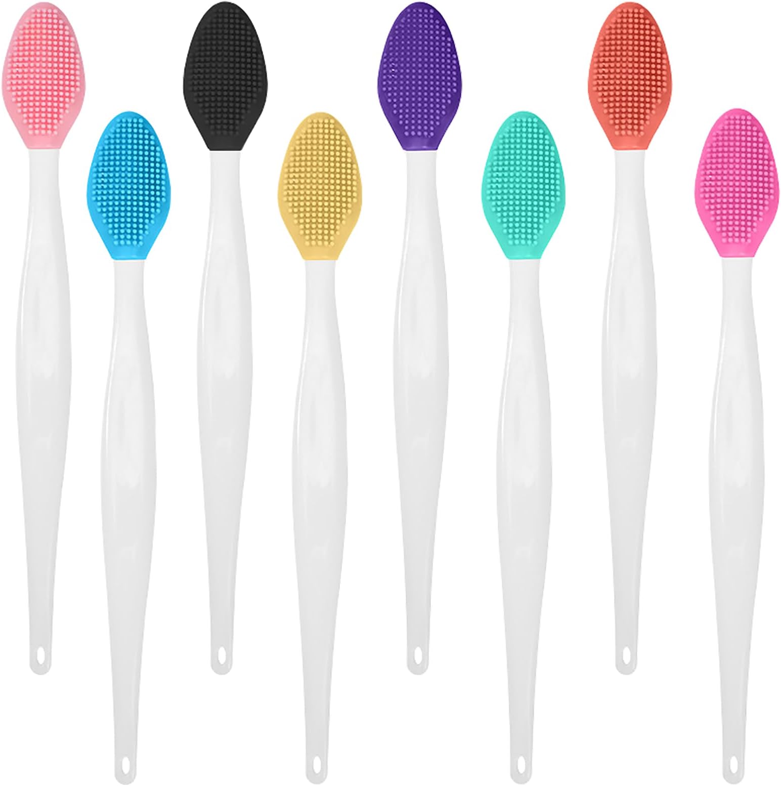48 Pcs Lip Scrub Brush, Silicone Double Sided Lip Exfoliator Brush for Men Women lightening dark lips Smoother Fuller Lip Appearance - 8 Colors