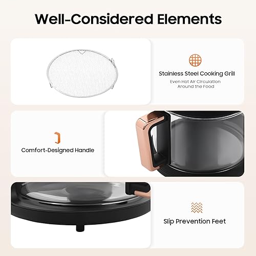 Miniatura 8 de Freidora de aire de vidrio de 3.81 cuartos de galón de 1200 W, 8-1 modos de cocción preestablecidos para cocinar papas fritas, pollo y más, freidora