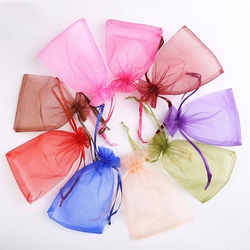 7x9 9x12 10x15 cm Sac en Organza Sacs d'emballage de Bijoux décoration de fête de Mariage Sacs en Tulle Cadeau Pochettes à Cordon de Bonbons-Violet Clair-25x35 cm-50 pièces