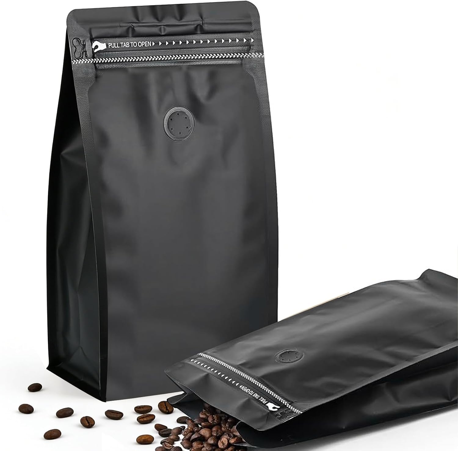 Coffee Bean Bags with Valve Kraft Paper Stand Up Pouches 4oz 1/4lb | 50-pack, triple-layer foil, resealable zipper. Waterproof, blocks light and oxygen. For small business and home food storage.