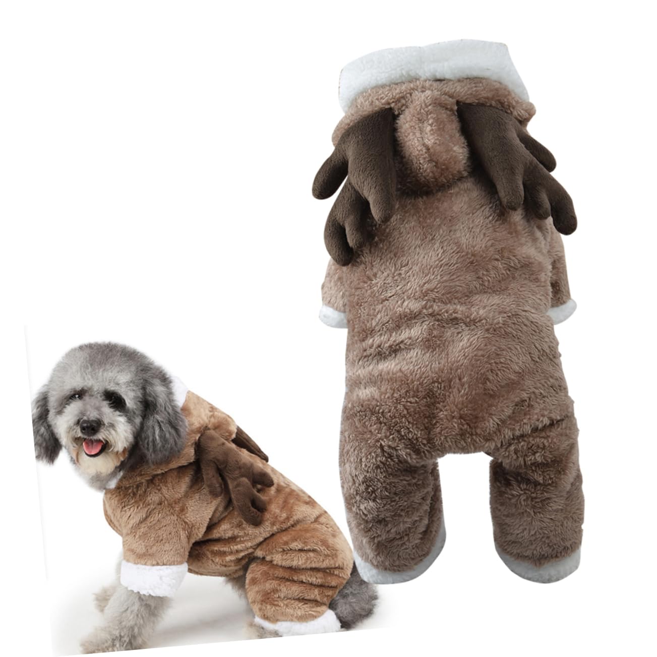 HMJGDHX 3 Pezzi Vestiti Natalizi per Cani Cappotto in Flanella di Alce per Animali Domestici Caldo Vestito Invernale per Occasioni di Feste per Cuccioli Vestiti Natalizi per Cani Cappotto di Flanella