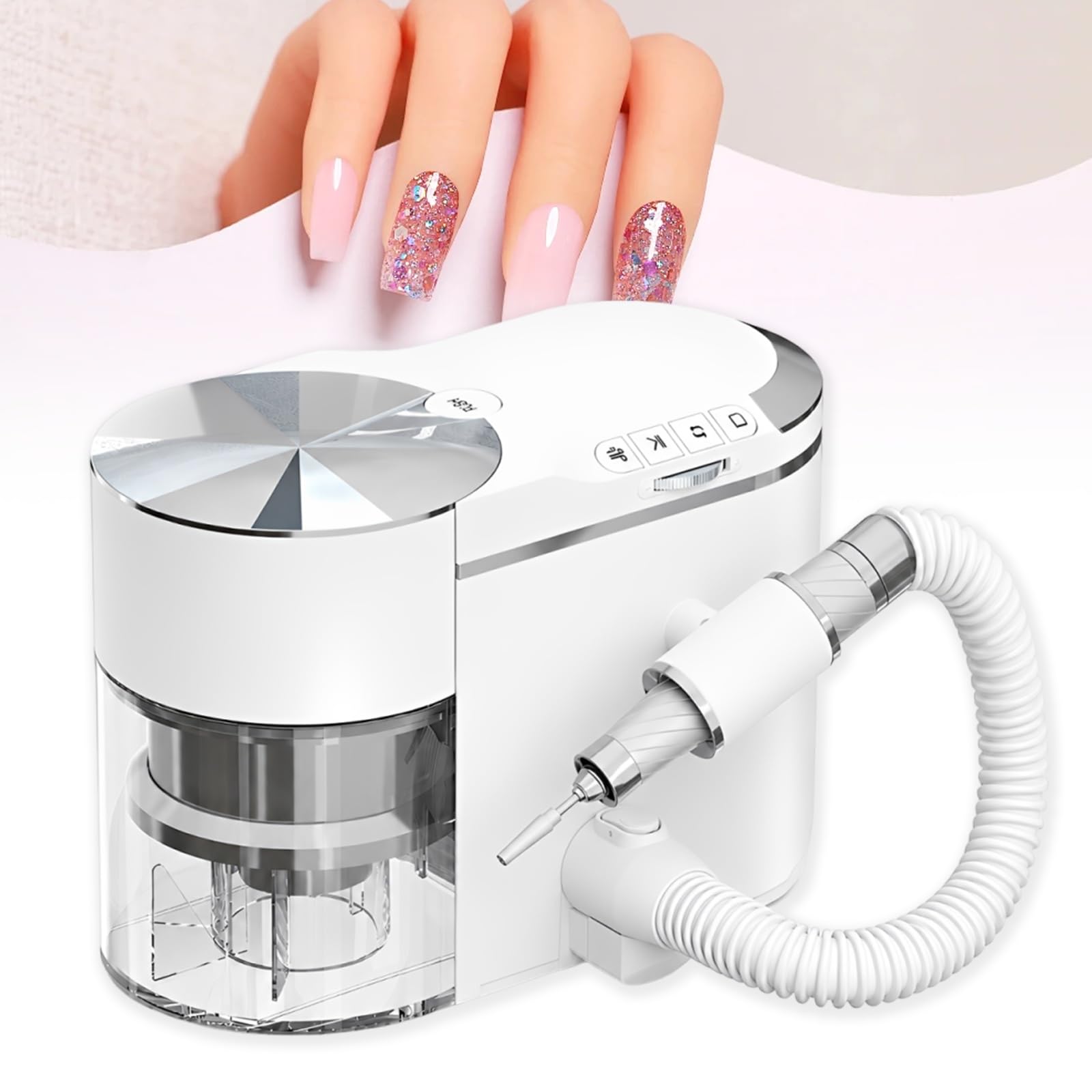 Aspirador Profesional Para Uñas 2 En 1 Con Taladro Eléctrico, 200 W, 30.000 RPM, Succión Potente, Control De 4 Botones, Para Manicura En Salón Y Casa