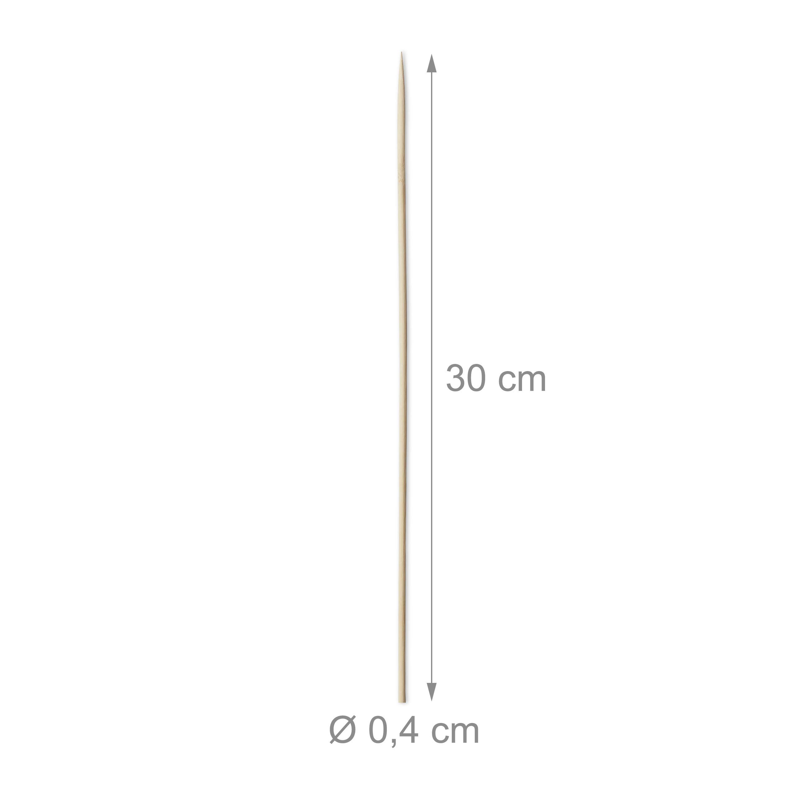Relaxdays Piques bois, lot de 500 brochettes barbecue, bambou, bricolage, 30 cm de long, 4 mm de large, pratique, nature