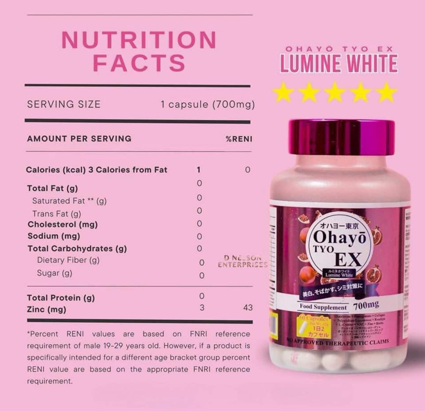 Amazon.com: OhayoTYO EX Lumine White Glutathione 700mg 60 Capsules : Health  & Household