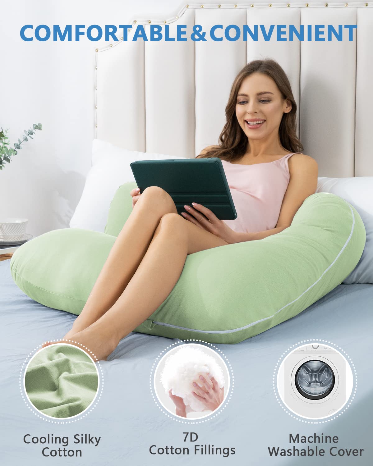 Amazon｜AngQi ボディ妊婦用枕 L字型妊娠枕 横向き寝用