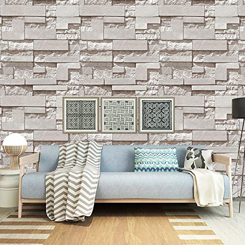 Image of Eurotex 3D Effect Textured Retro Grey Slate Stone Pattern (Non Adhesive) Wallpaper roll for Covering Living Room, Bedroom Kitchen Home- 57sqft, 57503