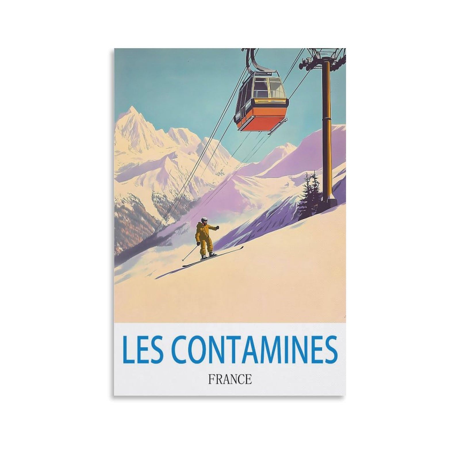 CTZIKWW France Les Contamines Vintage Travel Poster 08x12inch(20x30cm) Canvas Art Prints Picture Wall Art Painting