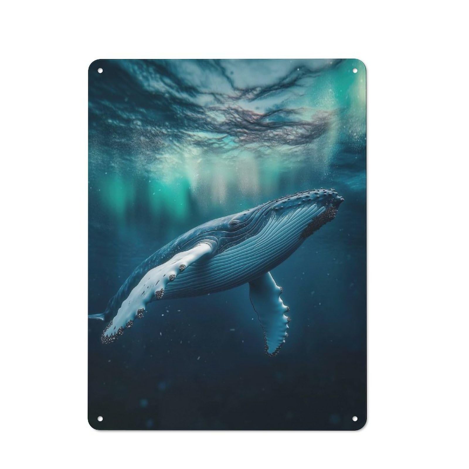 Humpback Whale Aurora Borealis Vintage Metal Sign 40x30cm, Bistro Style Shop Wall Decor for Tea Room, Shop Wall Or Breakfast Area