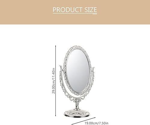 Miniatura 4 de NOLITOY Espejo de tocador dorado, espejo de baño, espejo de tocador retro, espejo de ducha, espejo de maquillaje plegable, espejo de escritorio,