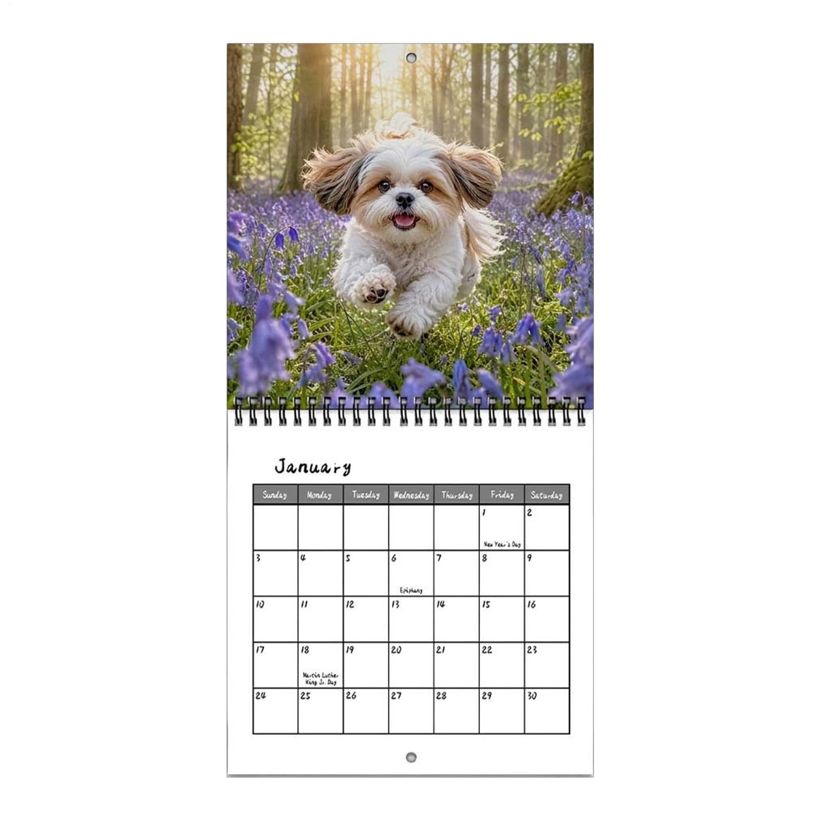 2027 Wandkalender 12 Monate Hund Wochen Tages Akademischer Planer Dickes | Spiralgebundener Wandkalender 2027 Für Zuhause Schule Klassenzimmer Wohnheim Apartment Party Lehrer Student Kinder Erwach