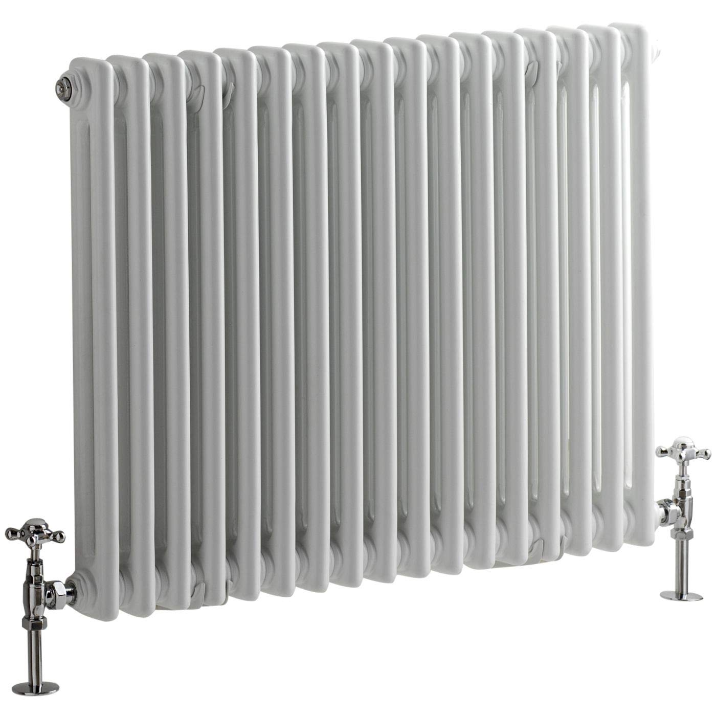 Milano White Cast Iron Style Horizontal Double Column Radiator 600 x 785mm