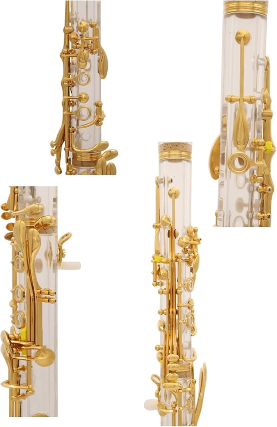 Student Bb Clarinet, Acrylic Transparent Body, Silver & Gold Plated Keys, Beginner Clarinet (Gold Plated)