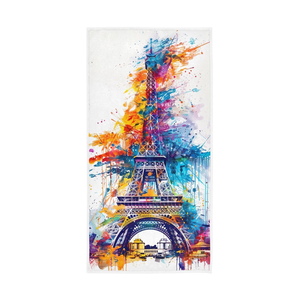 LSRCPD Eiffel Tower Splash Painting Hand Towels, Farmhouse Hand Towels Bathroom 15 x 30 Inches