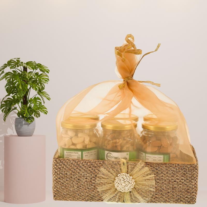 Image of NUTRI MIRACLE Rakhi Gift Box for Brother & Bhabhi | Dry Fruits Celebration Pack
