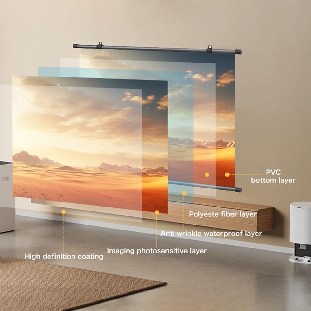 Schermo Per Proiettore 72 Pollici HD 4K Manuale Telo Proiettore Avvolgibile Montato A Parete/soffitto Con Gancio Per Home Theater Cinema Ufficio Film TV Gioco(4:3,40in)