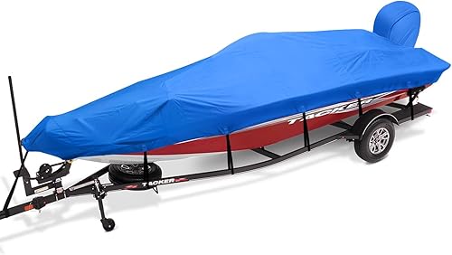 Boatpro Funda para lancha remolcable de 17 a 19 pies con cubierta de motor fuera de borda, lona marina 900D, impermeable, resistente para lanchas de