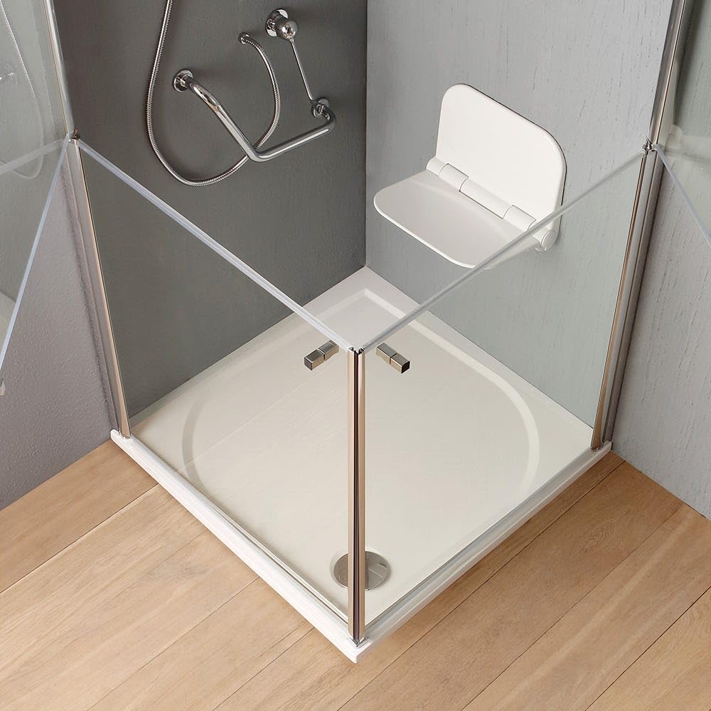 Kiamami Valentina - Box Doccia Disabili e Anziani | Doppia Apertura a Battente | Cristallo Temperato 6mm | 90x90 cm | Altezza 190 cm | Profili in Alluminio Cromato