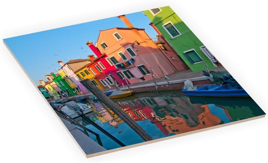 8 Inch Square Decorative Ceramic Tile (Art) for Wall or Decor Featuring Image of City of Positano Amalfi Coast in Italy