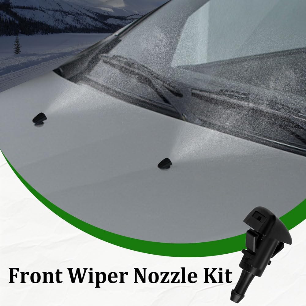 2PCS Front Windshield Washer Nozzles, Washer Nozzle Kit, Washer Spray Jet Kit Replacement for Chrysler Dodge Ram, Replaces #4805742AB/ 5113049AA/ 55077460AA/ 5303833AA/ 5116079AA (2PCS)