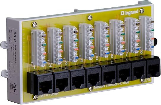 Legrand - OnQ Cat 6 Network Interface Module - Compatible with All OnQ Enclosures - 8-Port Ethernet Connectivity for Home Networks, UL Listed (AC1068)
